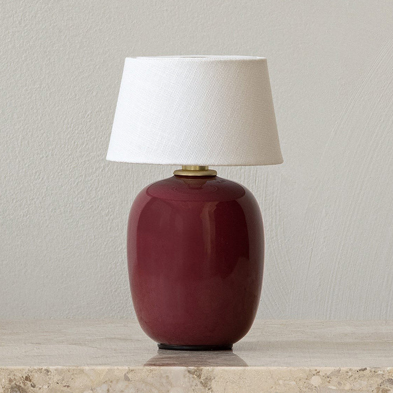 Hearthside Table Lamp – Battery Powered Linen Shade Brass Button Soft Ambient Light