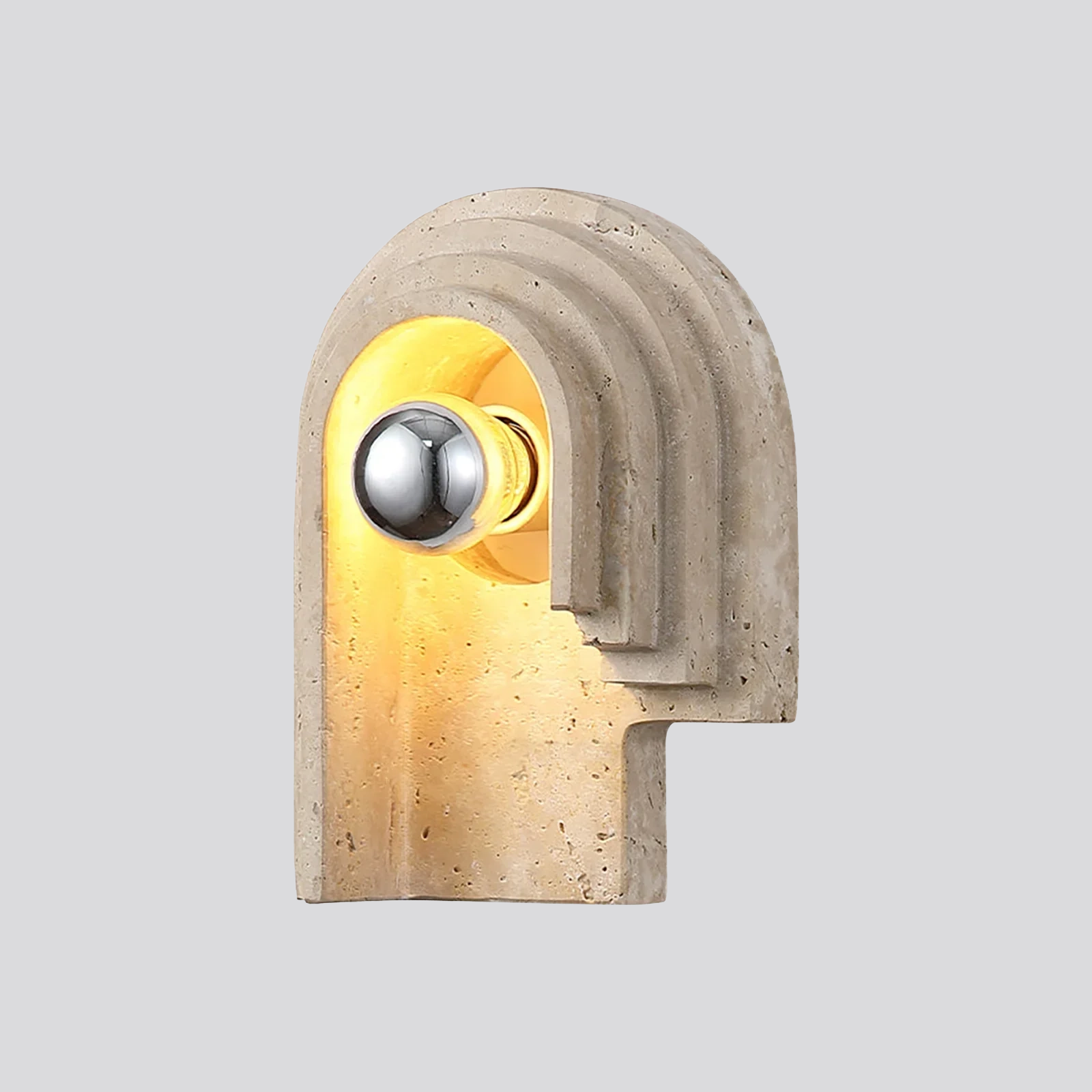 Stone Globe Wall Lamp – LED Indoor Wall Lighting Fixture Travertine Stone Finish