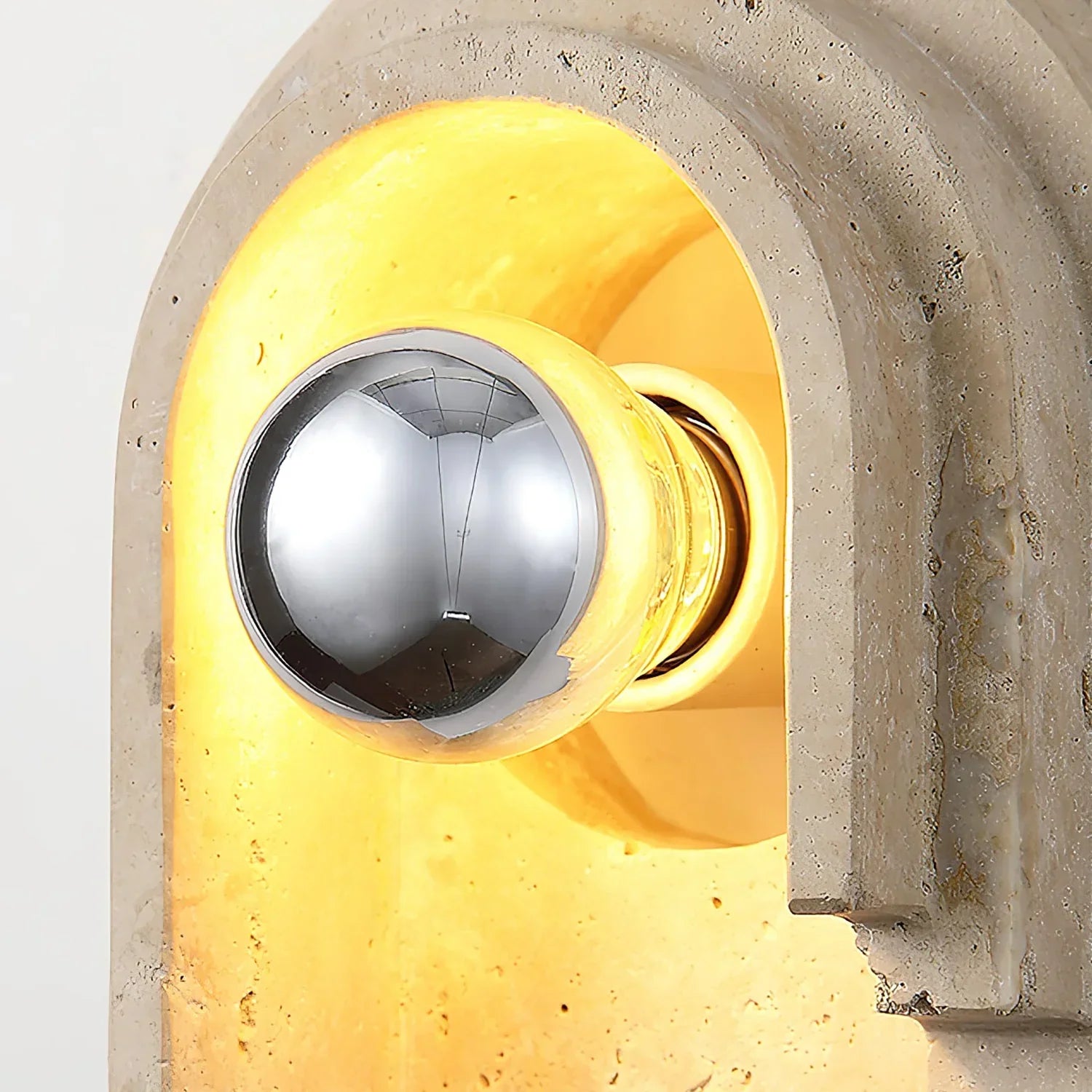 Stone Globe Wall Lamp – LED Indoor Wall Lighting Fixture Travertine Stone Finish