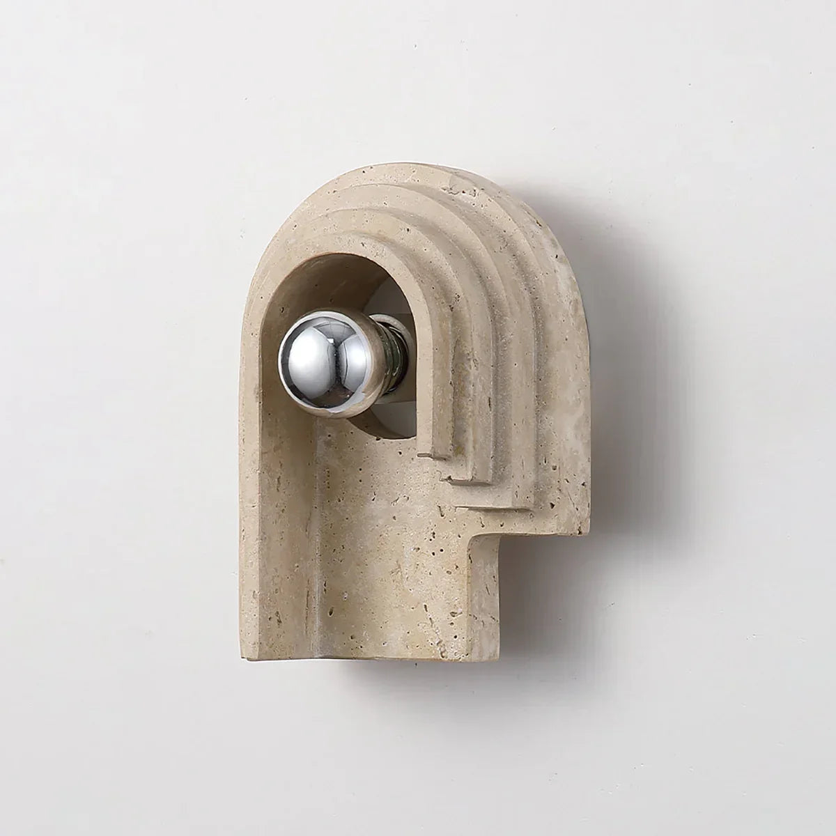 Stone Globe Wall Lamp – LED Indoor Wall Lighting Fixture Travertine Stone Finish
