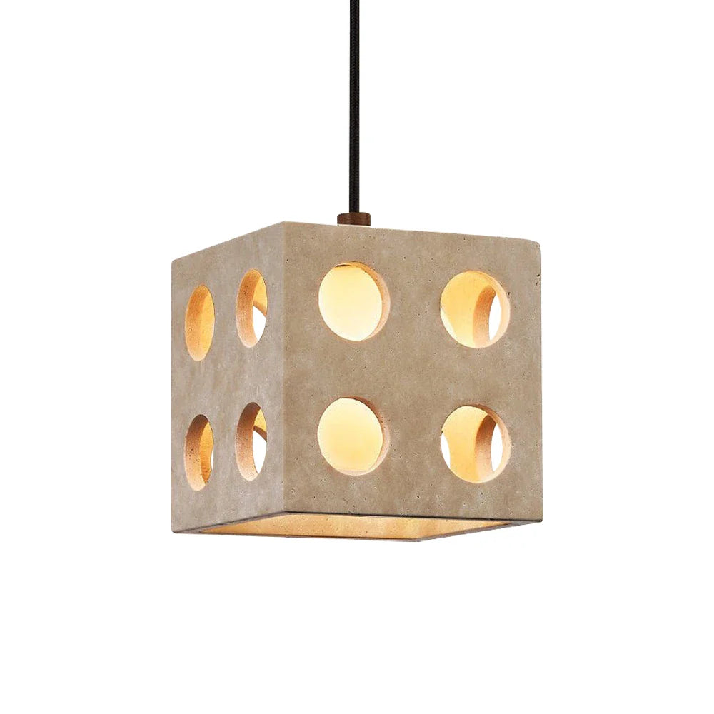 Cubrix Concrete Pendant Light – Industrial Cube Hanging Ceiling Fixture Dining Kitchen Island