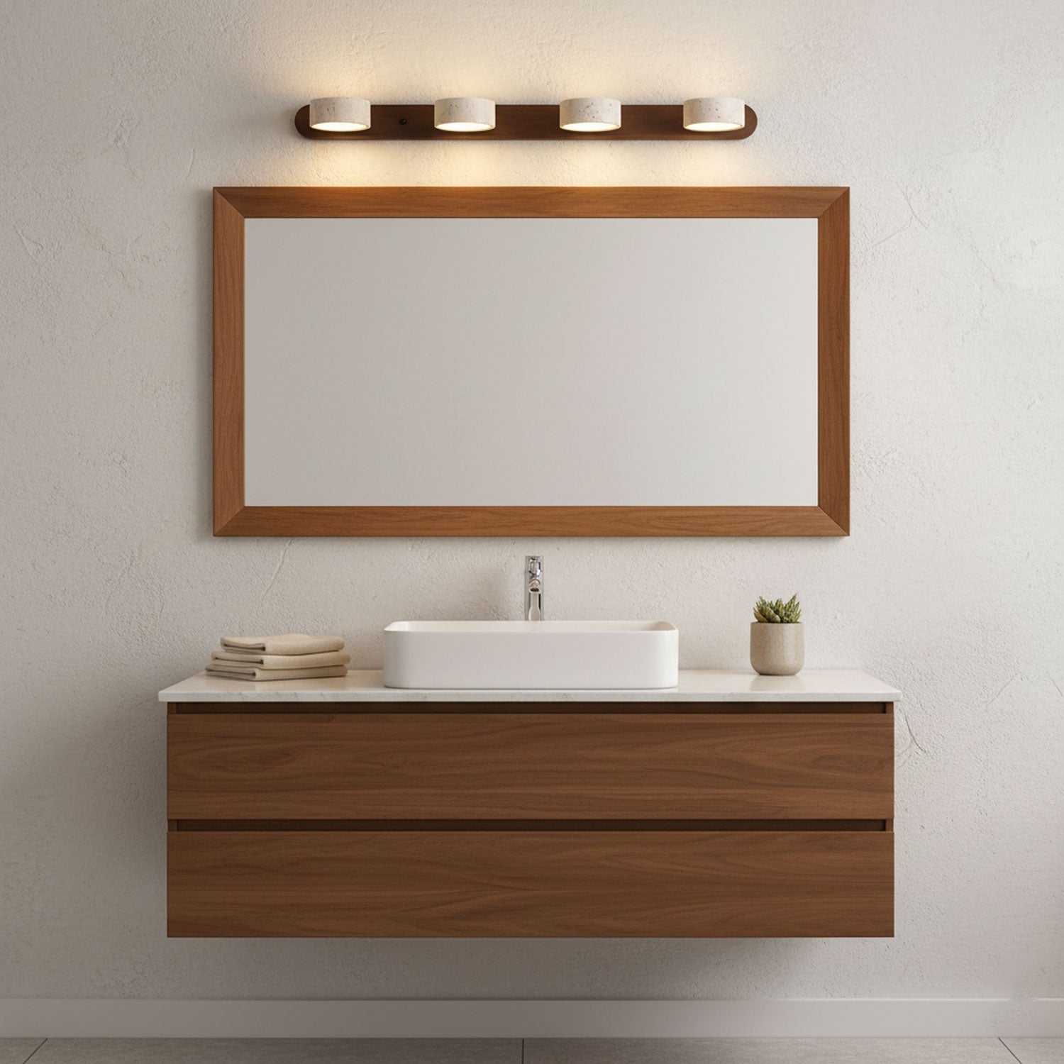 Travin Duo Wall Lamp – Travertine Wood LED Wall Lighting Fixture