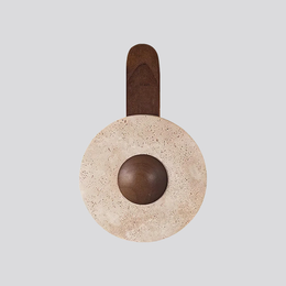 Terra Dome Wall Lamp – Moonlit Travertine Dark Wood Wall Light