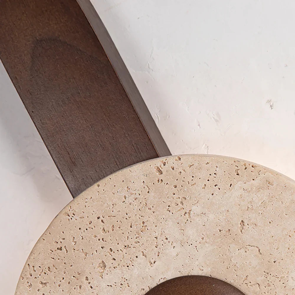 Terra Dome Wall Lamp – Moonlit Travertine Dark Wood Wall Light