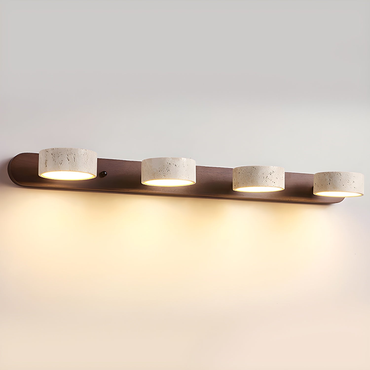 Travin Duo Wall Lamp – Travertine Wood LED Wall Lighting Fixture