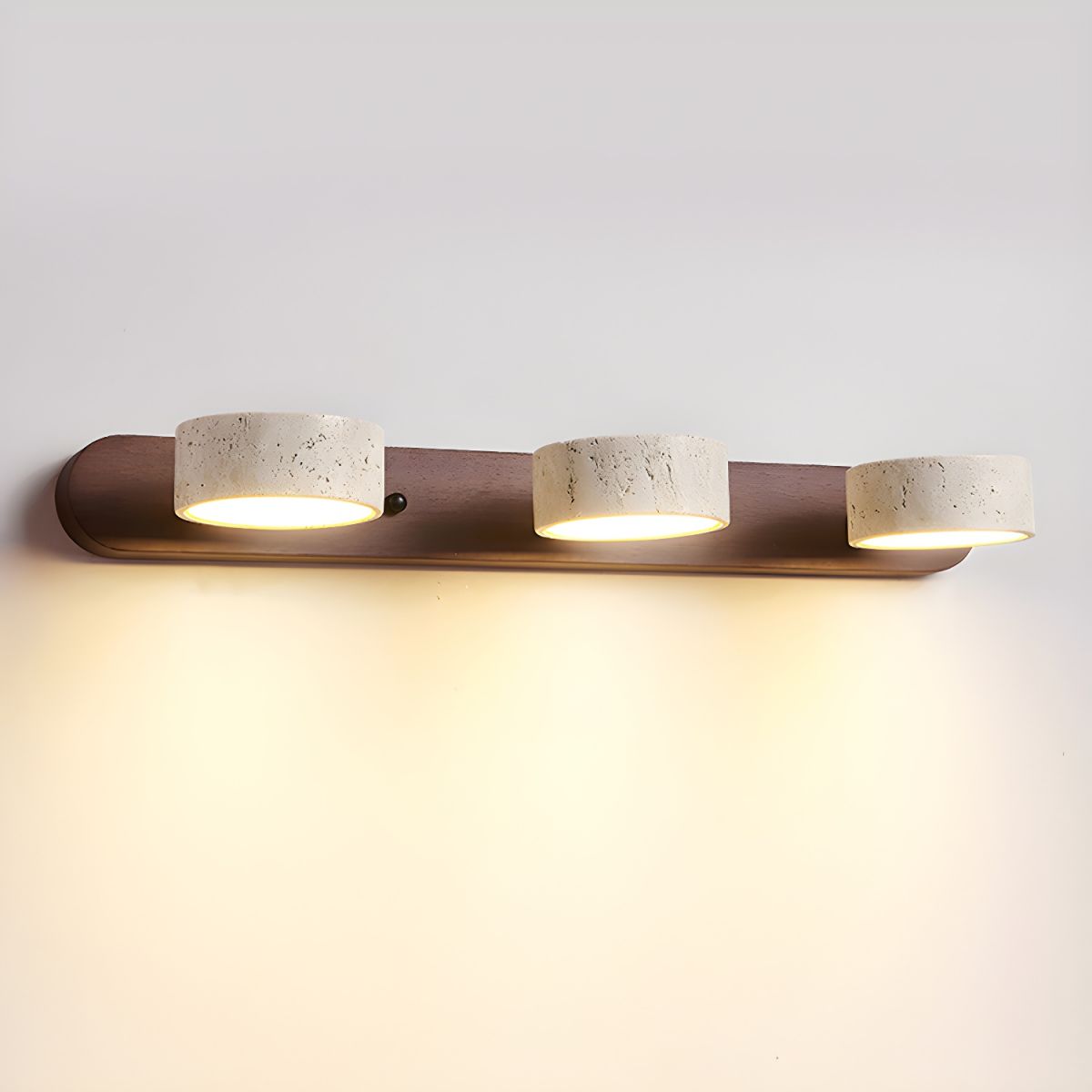 Travin Duo Wall Lamp – Travertine Wood LED Wall Lighting Fixture