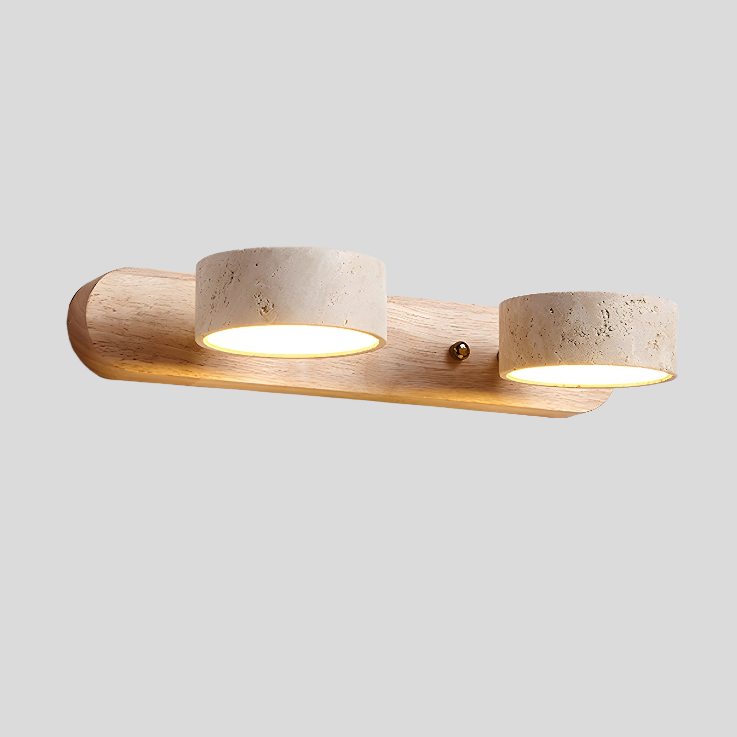 Travin Duo Wall Lamp – Travertine Wood LED Wall Lighting Fixture