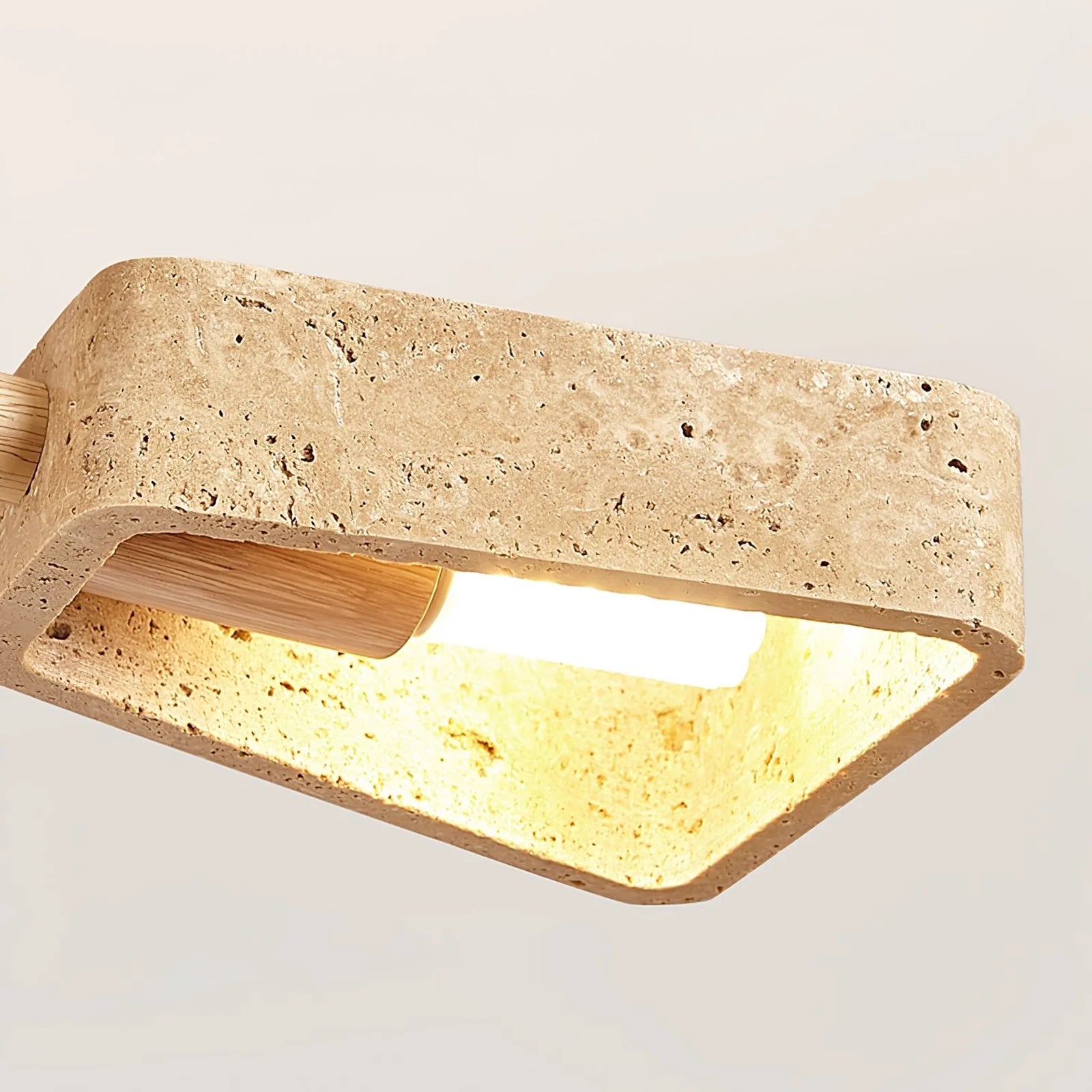 Stone Prism Chandelier – Geometric Natural Stone Frame Warm Ambient Light Dining Rooms