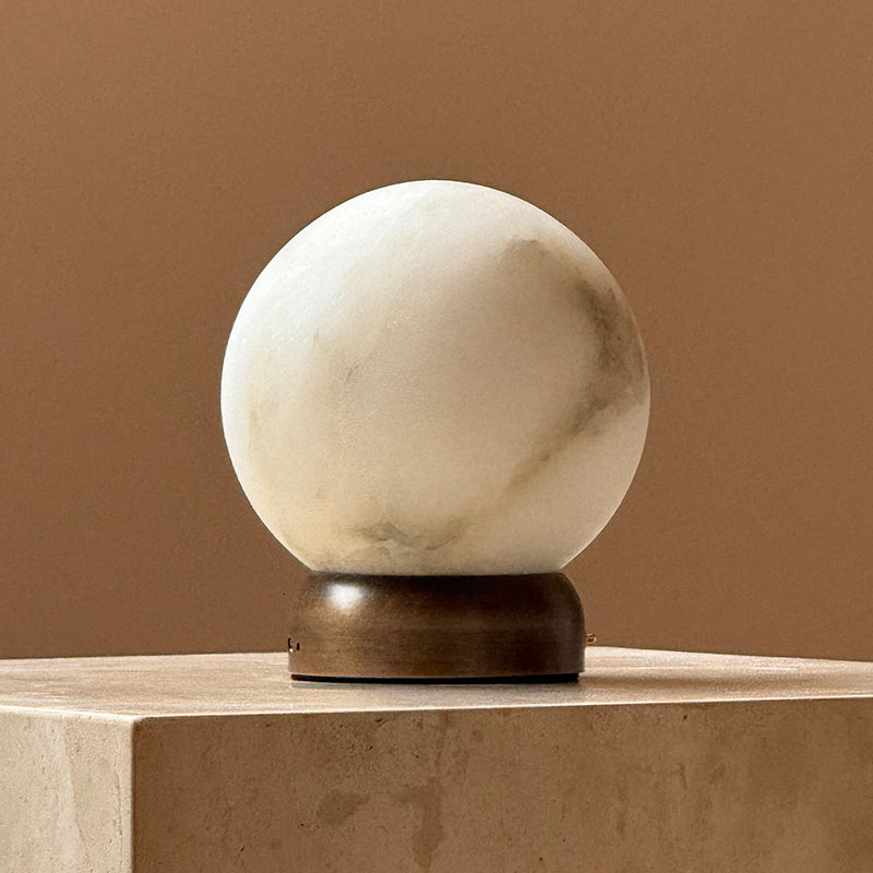 Lunara Glow Orb Table Lamp – Modern Marble Sphere Bedside Ambient Nightstand Light