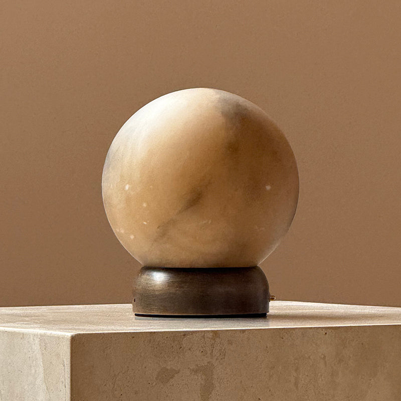 Lunara Glow Orb Table Lamp – Modern Marble Sphere Bedside Ambient Nightstand Light