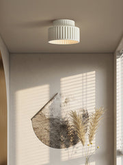 Modern Fluted Ceramic Semi-Flush Ceiling Light – Tiered Drum Fixture