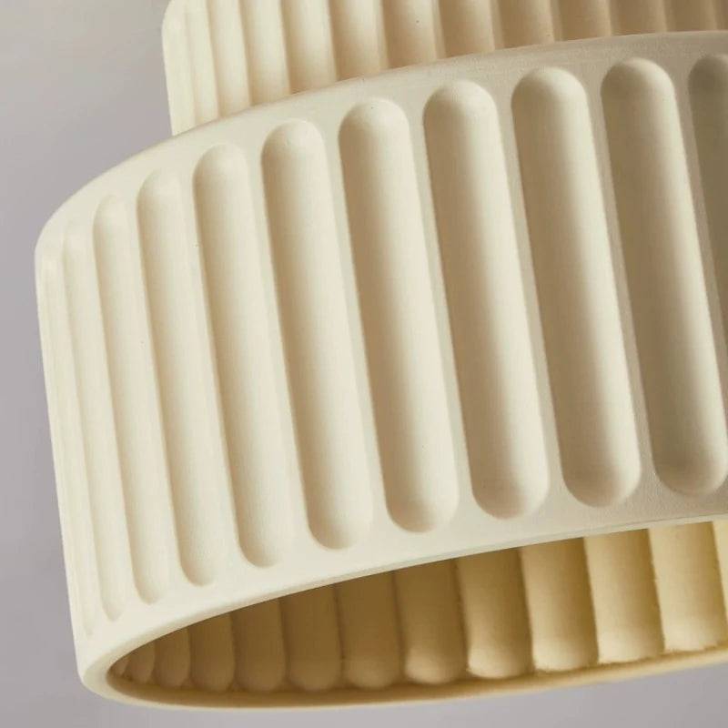 Modern Fluted Ceramic Semi-Flush Ceiling Light – Tiered Drum Fixture