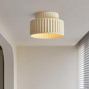 Modern Fluted Ceramic Semi-Flush Ceiling Light – Tiered Drum Fixture