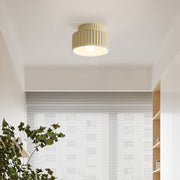 Modern Fluted Ceramic Semi-Flush Ceiling Light – Tiered Drum Fixture