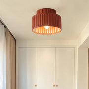 Modern Fluted Ceramic Semi-Flush Ceiling Light – Tiered Drum Fixture