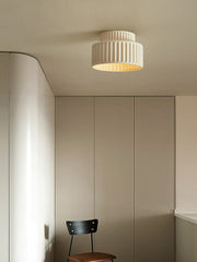 Modern Fluted Ceramic Semi-Flush Ceiling Light – Tiered Drum Fixture