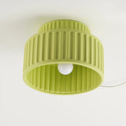 Modern Fluted Ceramic Semi-Flush Ceiling Light – Tiered Drum Fixture