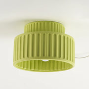Modern Fluted Ceramic Semi-Flush Ceiling Light – Tiered Drum Fixture