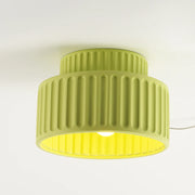 Modern Fluted Ceramic Semi-Flush Ceiling Light – Tiered Drum Fixture