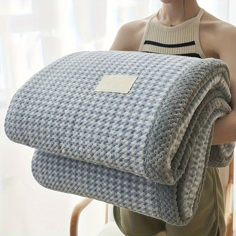 Checkra Coral Fleece Throw Blanket – Ultra Soft Plaid Bed Sofa Cozy Warm Lightweight Machine Washable