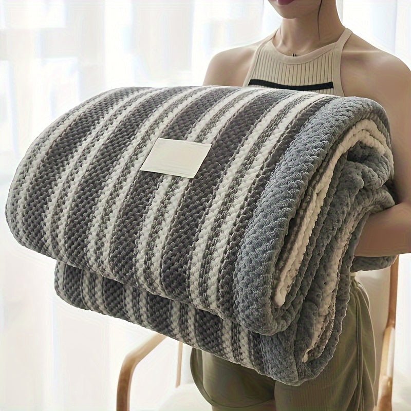 Checkra Coral Fleece Throw Blanket – Ultra Soft Plaid Bed Sofa Cozy Warm Lightweight Machine Washable