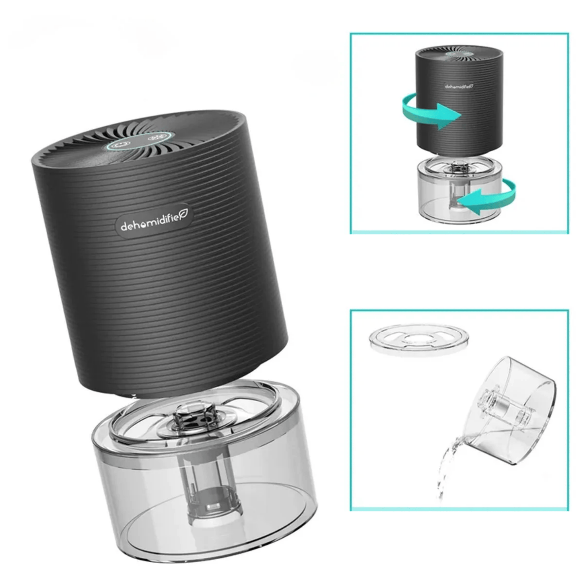 Hydrix Compact Dehumidifier – Portable Mini Moisture Remover Bedroom Basement Quiet Auto Shutoff LED