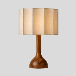 Kaelen Glow Table Lamp – Wooden Base Linen Shade Living Room Bedroom Decorative Lighting