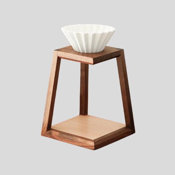 Grivale Pour Over Coffee Stand – Walnut Wood Ceramic Dripper Station Kitchen Counter Decor