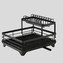 Verdant Tier Dish Rack – 2 Tier Carbon Steel Kitchen Dish Drainer Rustproof Adjustable Spout Large Capacity