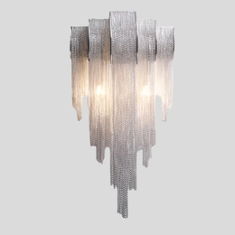 Cascade Wall Sconce – Luxury Silver Chain Wall Lighting Modern Decorative Living Room Bedroom Glam Fixture