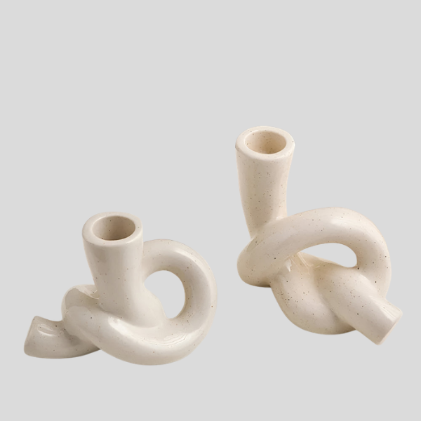 Knotera Ceramic Candle Holder – Modern White Sculptural Decorative Centerpiece Living Room Table