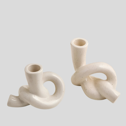 Knotera Ceramic Candle Holder – Modern White Sculptural Decorative Centerpiece Living Room Table