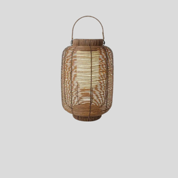 Rivven Woven Lantern – Decorative Metal Rattan Floor Table Lamp Candle Holder LED Lighting