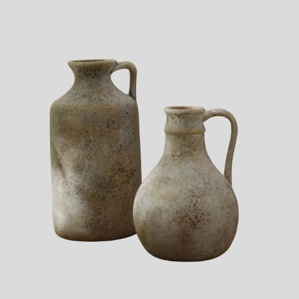 Terrano Ceramic Vase Set – Rustic Decorative Home Decor Jugs Living Room Table Bedroom Mantel