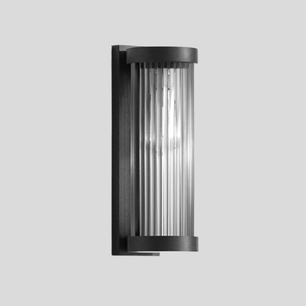 Stratum Ridge Wall Sconce – Modern Black Ribbed Glass Decorative Lighting Bedroom Living Room Hallway