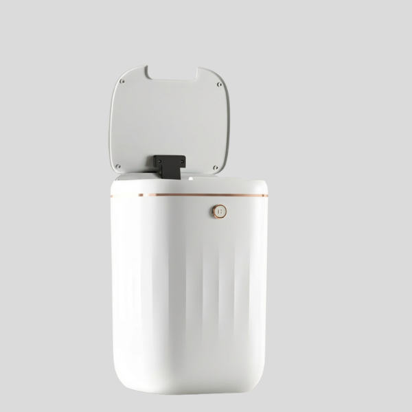 Cirrus Motion Trash Can – 13 Gallon Touchless Automatic Kitchen Waste Bin White Stainless Steel