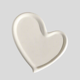 Corisse Heart Trinket Dish – White Ceramic Jewelry Tray Vanity Organizer Bedroom Nightstand Decor