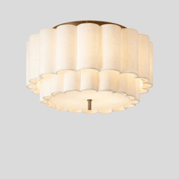 Florisse Flush Mount Ceiling Light – Semi Flush Ceiling Light Living Room Bedroom Fabric Drum Shade Decorative Lighting