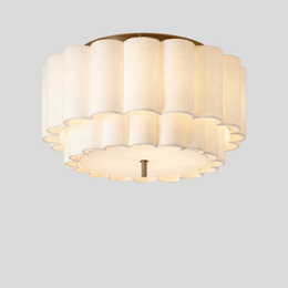 Florisse Flush Mount Ceiling Light – Semi Flush Ceiling Light Living Room Bedroom Fabric Drum Shade Decorative Lighting