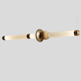 Solvant Linear Pendant Light – Modern Brass Gold Glass Chandelier Dining Room Kitchen Island