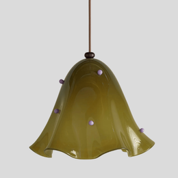 Campanella Bell Pendant Light – Olive Green Glass Ceiling Light Decorative Kitchen Island Dining Room
