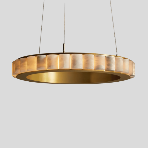 Cascara Ring Pendant Light – Modern Gold Brass Marble Chandelier Dining Room Living Room Ceiling