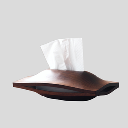 Corvex Walnut Tissue Box Cover – Sculptural Solid Wood Magnetic Holder Modern Living Room Bedroom Decor