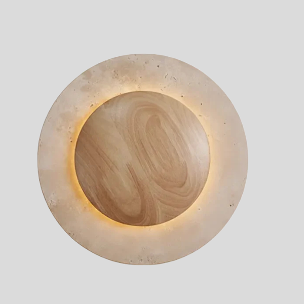 Orbica Travertine Wall Sconce – LED Modern Decorative Lighting Living Room Bedroom Natural Stone