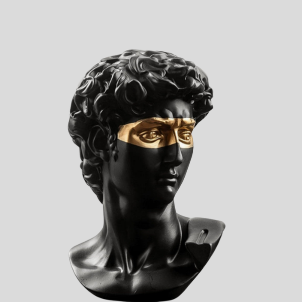 Obsidian Muse Sculpture – Classical Greek Statue Bust Black Gold Decorative Home Decor Living Room Bedroom