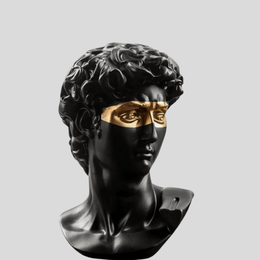 Obsidian Muse Sculpture – Classical Greek Statue Bust Black Gold Decorative Home Decor Living Room Bedroom