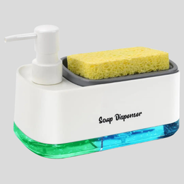 Cleario Dual Soap Dispenser – Kitchen Sink Caddy Organizer Sponge Holder Pump Countertop Bathroom