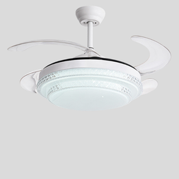 Virell Crystal Ceiling Fan Light – Retractable Blades LED Modern White Decorative Lighting Fixture