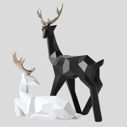 Cervano Geometric Deer Figurine Set – Modern Decorative Sculpture Living Room Bedroom Table Decor