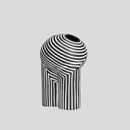 Zephren Stripe Ceramic Vase – Modern Black White Geometric Decorative Vase Living Room Bedroom